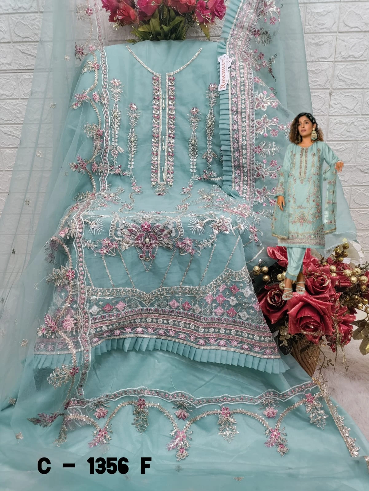 Fepic C 1356 Organza Wholesale Pakistani Salwar Suit Catalog — Wholesale Pakistani Suits, MPA wholesale from Surat - Gallery Image 2